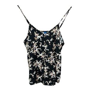🟣Old Navy Black Floral Button Down Spaghetti Strap Tank – XS